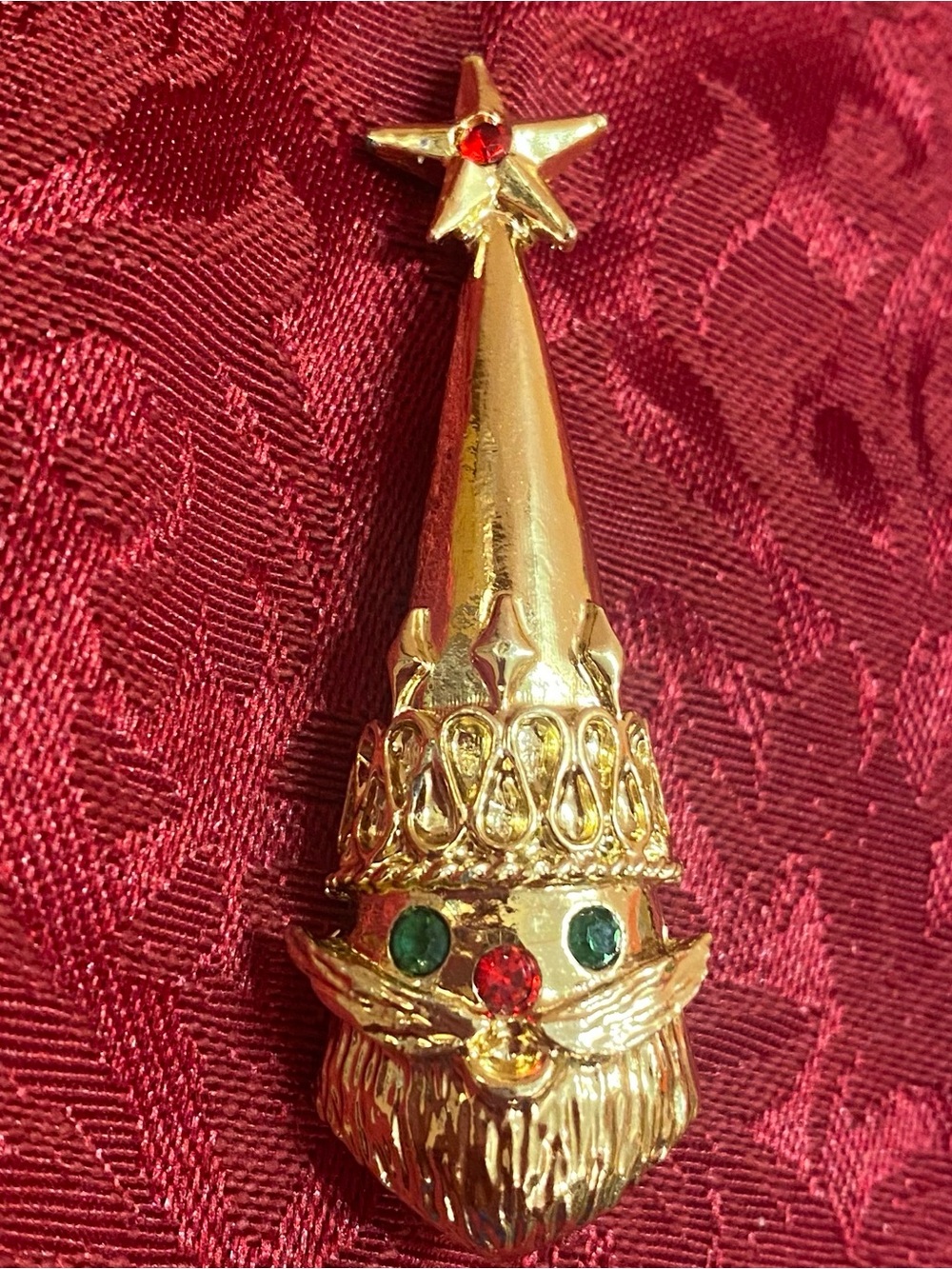 VINTAGE 1960s MYLU Signed Old World Santa Christmas Brooch Pin Book Piece MCM